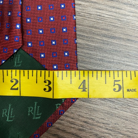 Lauren Ralph Lauren Red w/ Blue & White Check Tie - Picture 4 of 4